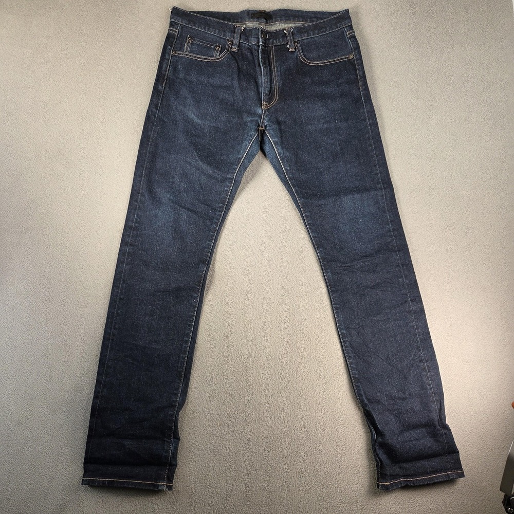 Uniqlo Jeans Mens 32x32 Dark Wash Blue Slim Fit Stretch Denim Tapered